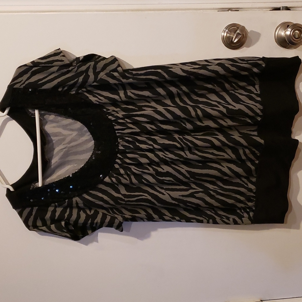 Candy Rain Zebra Sequin Blouse